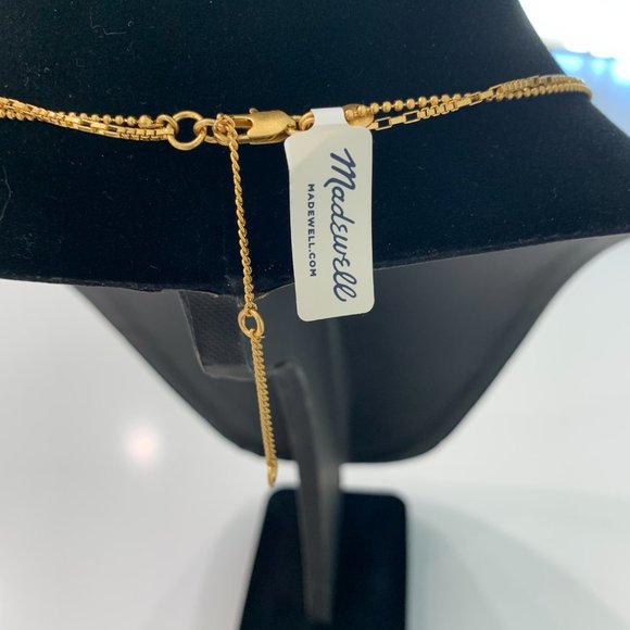 Madewell Engraved Locket Necklace Set Double Strand Layers Pendant Charms Gold - Picture 7 of 8